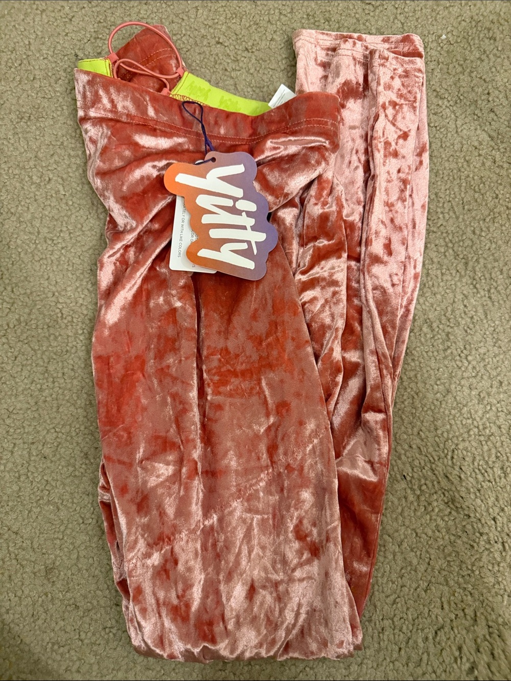 YITTY “Eat my Peach” Velvet Leggings with back detail